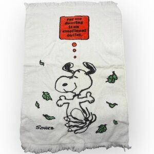 Snoopy Dancing White Kitchen Dish Towel Stevens of Utica vintage